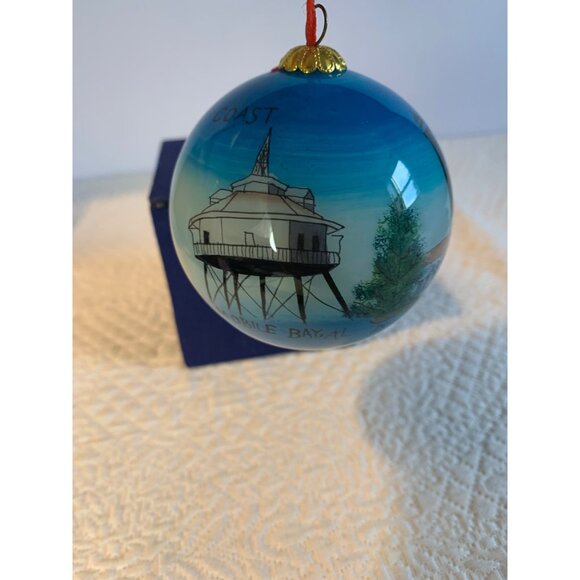 Vintage Beechcombers Lighthouse of Texas Glass Ornament with Box - Picture 3 of 11